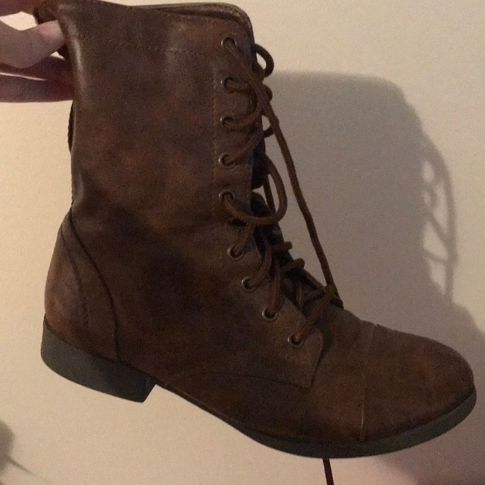 Brown lace up boots